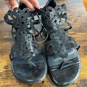 TORRID BLACK EMBELLISHED GLADIATOR SANDALS